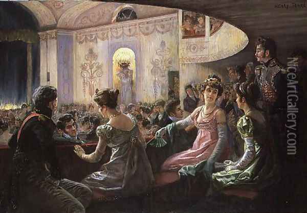 The Interval at the Theatre Oil Painting - Charles Henry Tenre