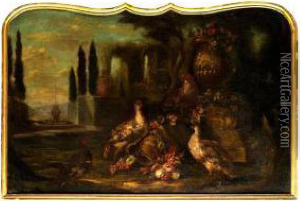 Barockes Parkstilleben Oil Painting - Angelo Maria Crivelli, Il Crivellone