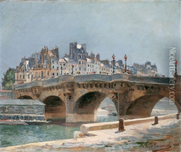 Die Pont-neuf In Paris Im Jahr 1900 Oil Painting - Anatole Louis Toussaint