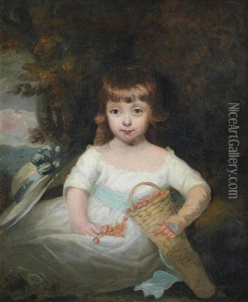 Portrait Of A Young Girl, Said To Be A Stanley Of The Derby Family Oil Painting - Sir John Hoppner