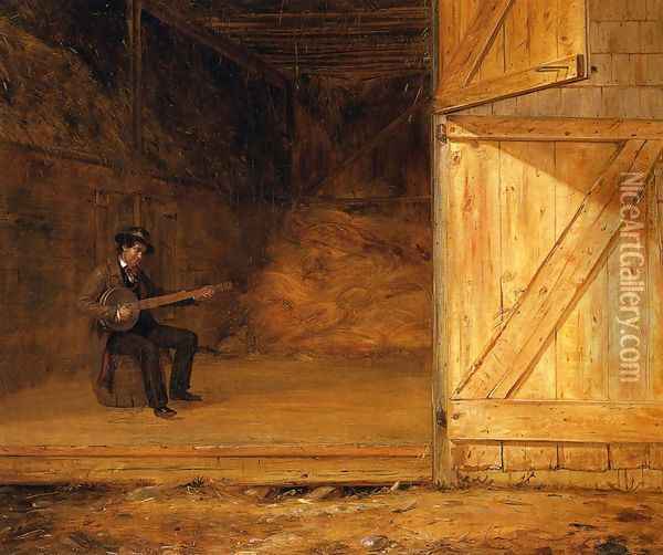 The Banjo Player in the Barn Oil Painting - William Sidney Mount