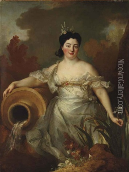 Portrait De Femme En Source Oil Painting - Nicolas de Largilliere
