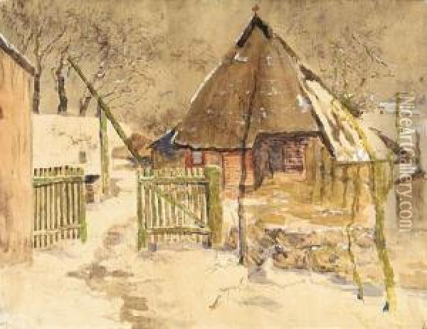 Das Dornenhaus In Winterlichem Tauschnee Oil Painting - Elisabeth Von Eicken