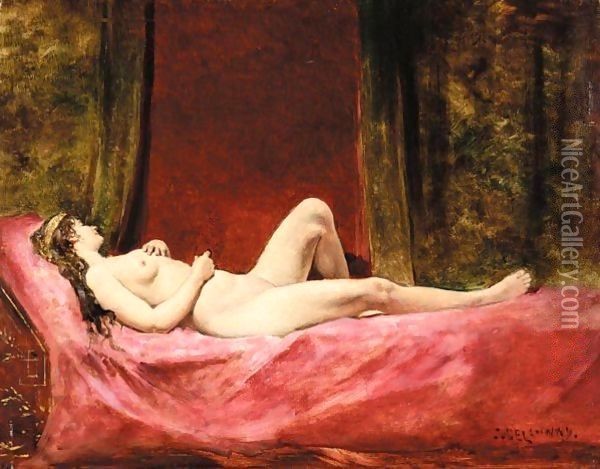 L'Odalisque Oil Painting - Jules-Elie Delaunay