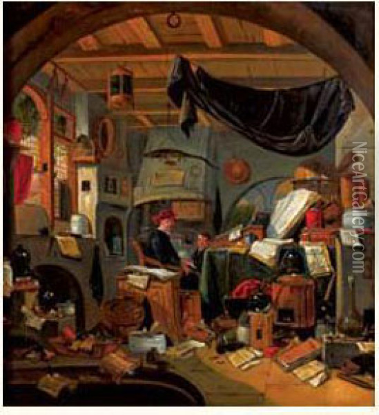 L'alchimiste Dans Son Laboratoire Oil Painting - Thomas Wyck