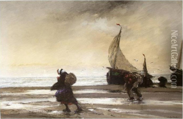 Bringing In The Catch Oil Painting - Dudley Hardy