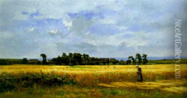 Les Bles En Bretagne Oil Painting - Pierre Emmanuel Eugene Damoye