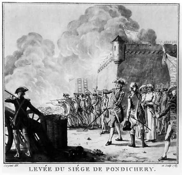 The Raising of the Siege of Pondicherry, 1789 Oil Painting - Antoine Louis Francois Sergent-Marceau