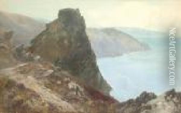 Castle Rock, Lynton Oil Painting - Frederick John Widgery