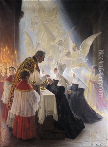 Holy Communion Oil Painting - Angelo comte de Courten