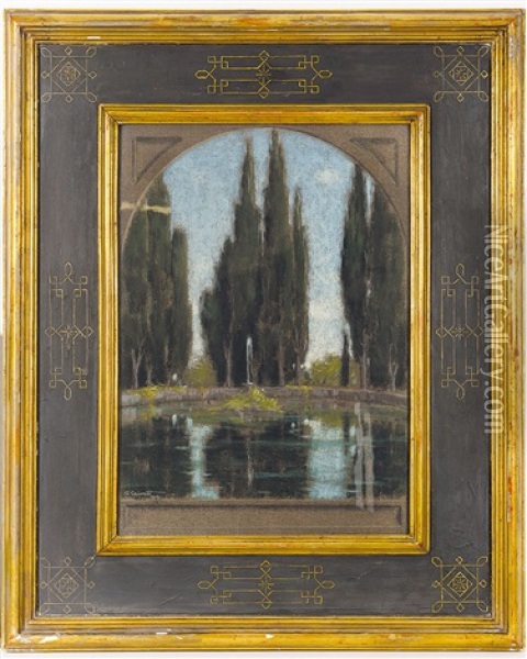 Der Cypressenteich In Der Villa Falconieri Oil Painting - Gerolamo Cairati