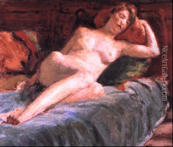 Reclining Nude On A Chaise Longue Oil Painting - Roderic O'Conor