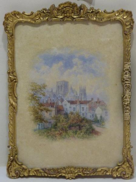 York Minster Overlooking Gray's Court Oil Painting - George Fall