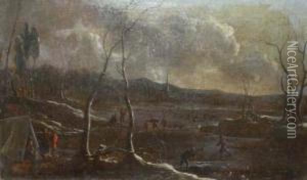 Les Bucherons Au Clair De Lune Oil Painting - Denys Van Sloot