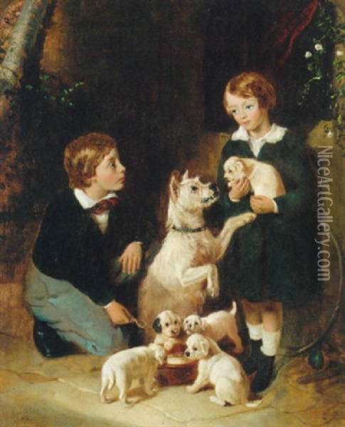 The Brothers Oil Painting - George William Horlor