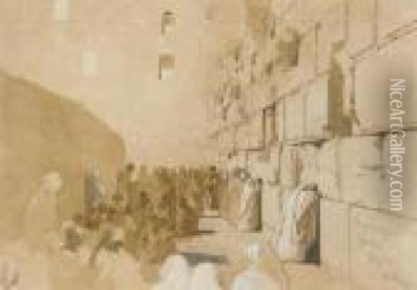 The Wailing Wall, Jerusalem Oil Painting - Carl Haag