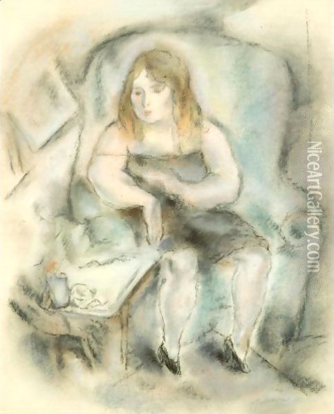 Fille Assise Oil Painting - Jules Pascin