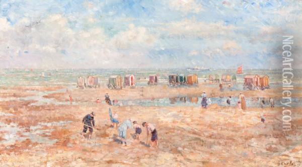 A Summer's Day On The Beach Oil Painting - Emile Charlet