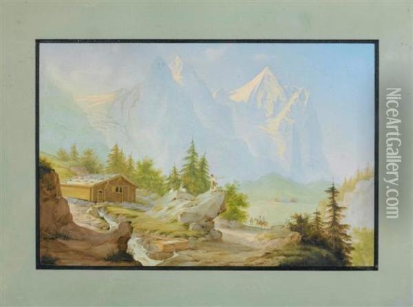 Vue Du Glacier De Rosenlaui Oil Painting - Ludwig Bleuler