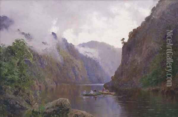 Boating on the Derwent River, Tasmania Oil Painting - William Charles Piguenit