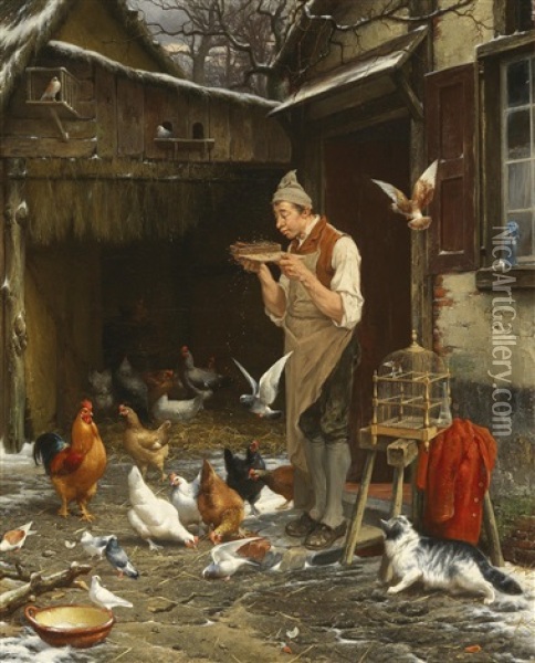 The Pigeon Lover Oil Painting - Jan David Col