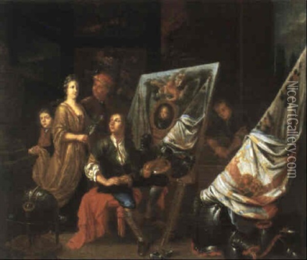 Der Maler Im Atelier Oil Painting - Balthasar Van Den Bossche