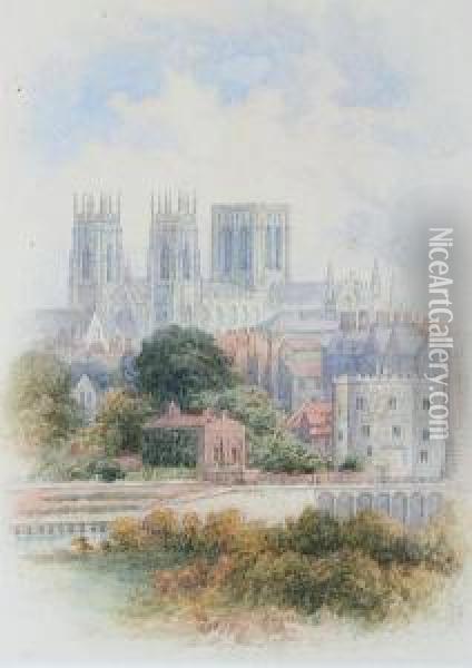 Marygate Tower With York Minster Beyond Oil Painting - George Fall