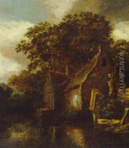 A Cottage On A River Oil Painting - Cornelis Gerritsz Decker