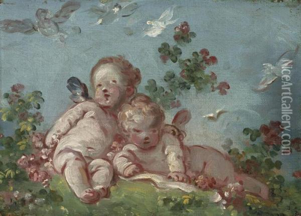 Two Cupids, Or Spring Oil Painting - Jean-Honore Fragonard