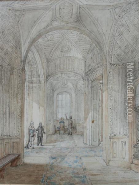 Sketches In The Old House Of Lords Oil Painting - Joseph Michael Gandy