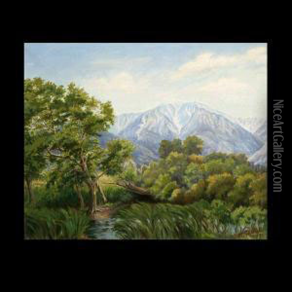 View Of Mountains Near Palm Springs. Oil Painting - Herman Tange