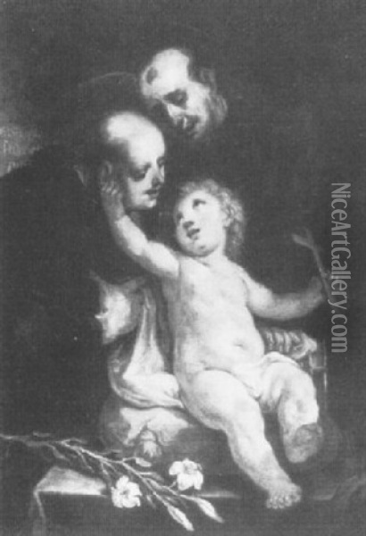 Saint Dominic And Saint Francis Holding The Infant Christ Oil Painting - Martin Speer