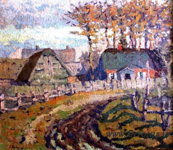 Village Oil Painting - Jekabs Apinis