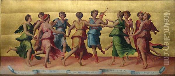 Dance Of Apollo With The Muses Oil Painting - Baldassare Peruzzi