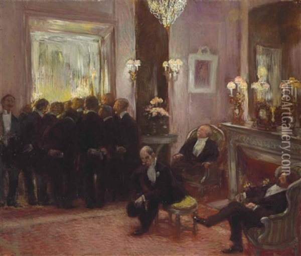 Awaiting The Decision Of The Committee Oil Painting - Gaston La Touche