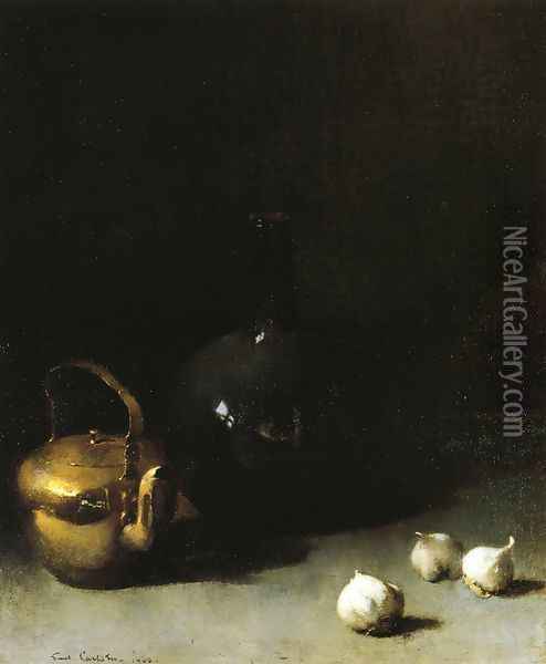 Still LIfe with Garlic Oil Painting - Emil Carlsen