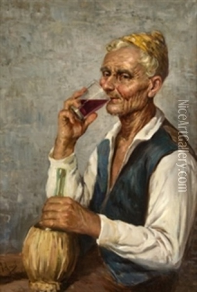 El Vaso De Vino Oil Painting - Joaquin Agrasot y Juan