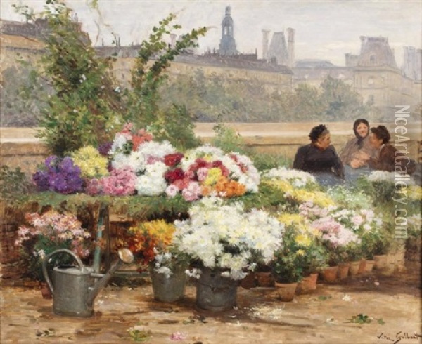 La Marchande De Fleurs Sur Les Quais De Seine A Paris Oil Painting - Victor Gabriel Gilbert