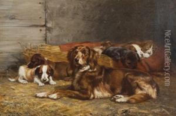 Mother And Her Litter Oil Painting - John Henry Dolph
