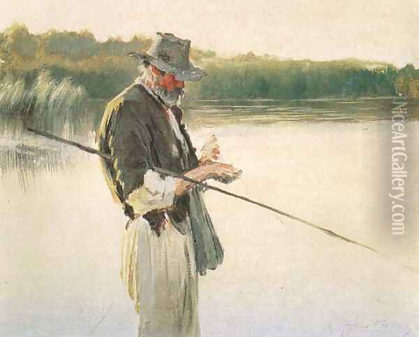 Fisherman Oil Painting - Leon Wyczolkowski