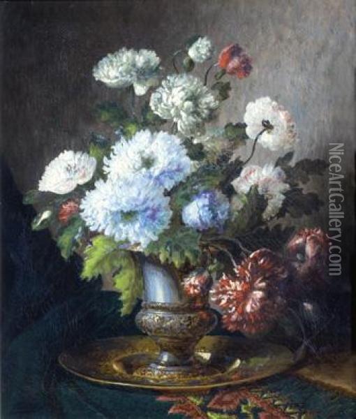 Flower In A Vas (with 4 Others By Different Artists) Oil Painting - Jean Marie Boucher