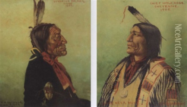 Standing Soldier, Sioux Oil Painting - Elbridge Ayer Burbank