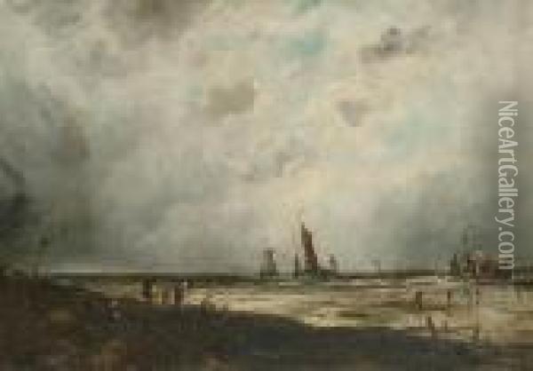 End Of The Days Fishing Oil Painting - Hendrik Willem Mesdag