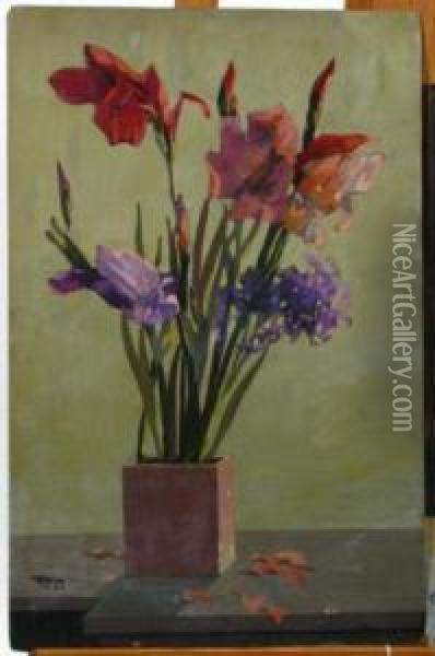Both Floral Still Lifes Oil Painting - John Zwara