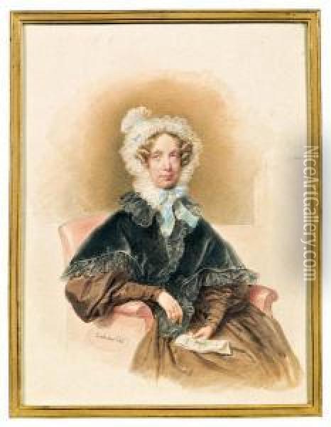 Portrat Grafin Therese Harrach Oil Painting - Josef Kriehuber