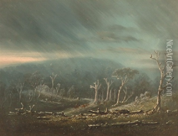 Droving In A Storm Oil Painting - William Short Sr.