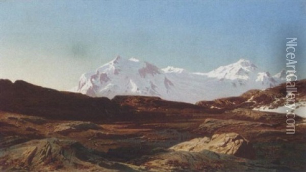 Mount Rosa Oil Painting - Jean Francois Xavier Roffiaen