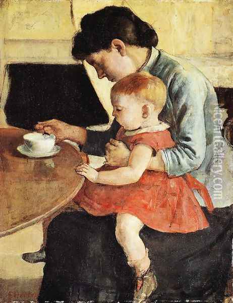 Mother And Chiild Oil Painting - Ferdinand Hodler