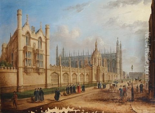 The Provost's Lodge, Kings College, Cambridge (+ View Of Kings College, Cambridge; Pair) Oil Painting - Richard Bankes Harraden