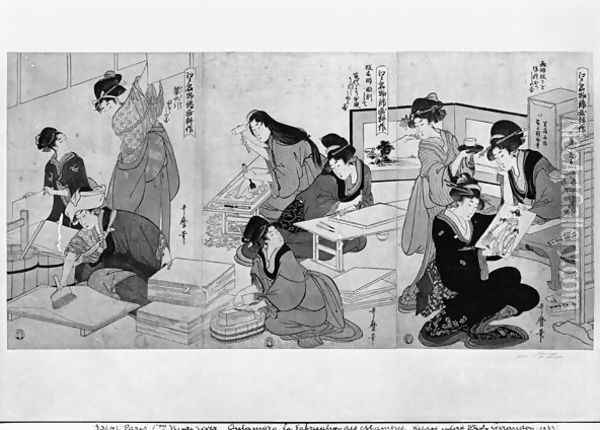 Making prints Oil Painting - Kitagawa Utamaro